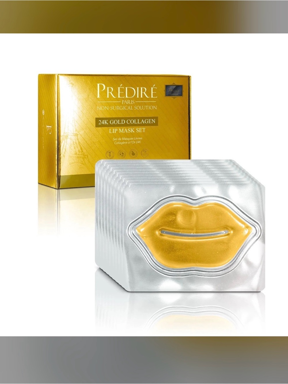 Prédiré 24K Gold Collagen Lip Mask Set - Gold Hydrating Treatment - 10 pack